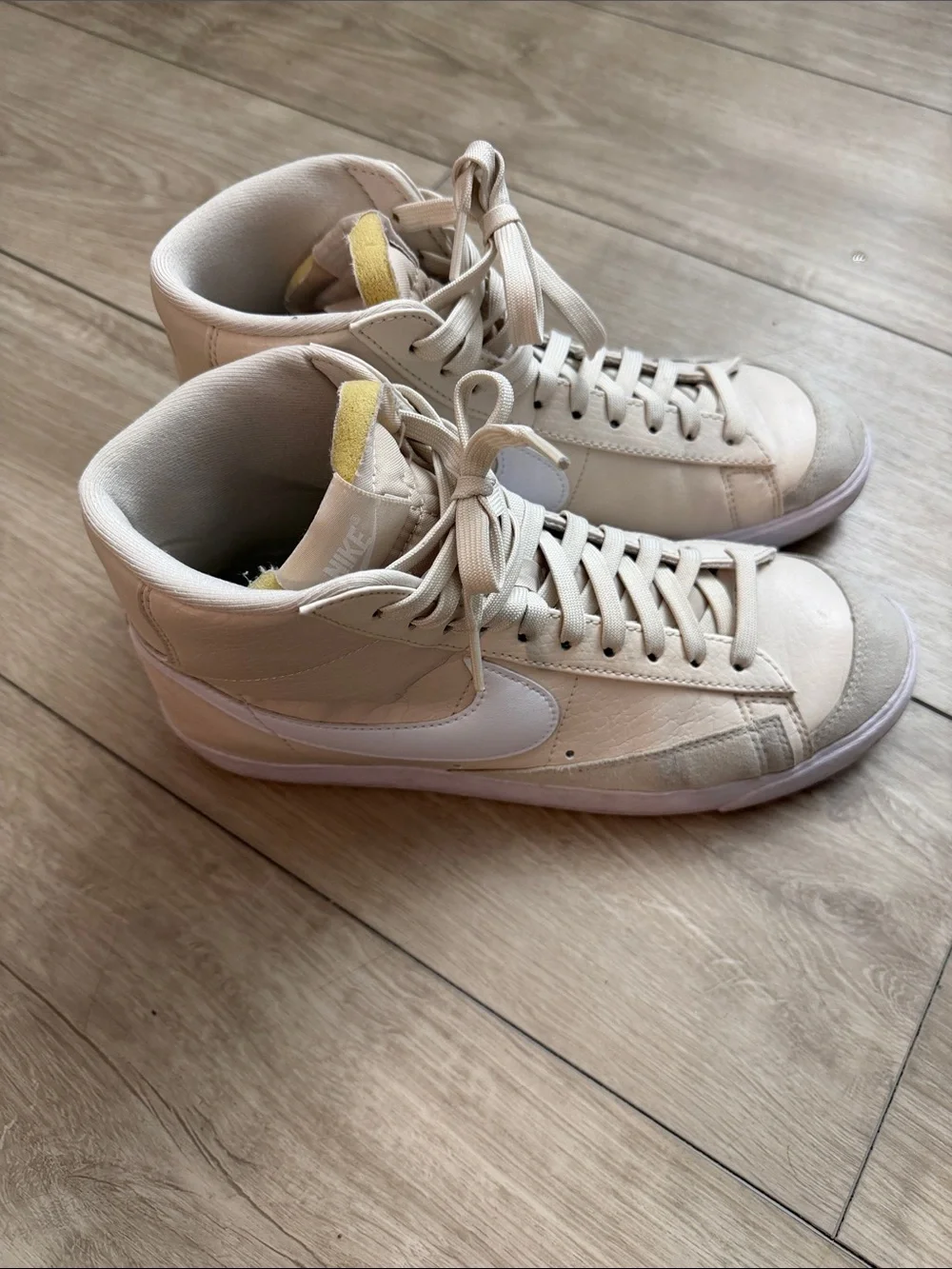 Nike Women’s ‘77 Blazers High-Top Sneakers in Beige and White